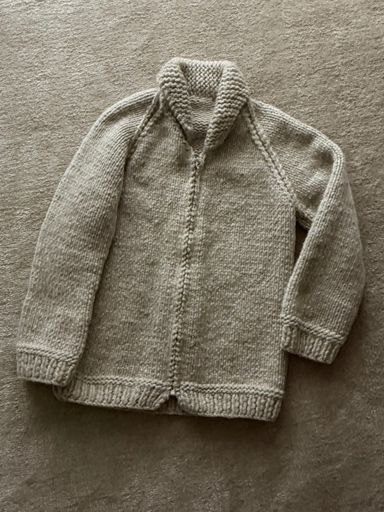 grandma Sweaters - Chunky Hand-Knit wool cowichan sweater in Light Taupe